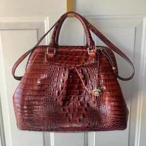 Brahmin brown Bristol leather croc print satchel bag